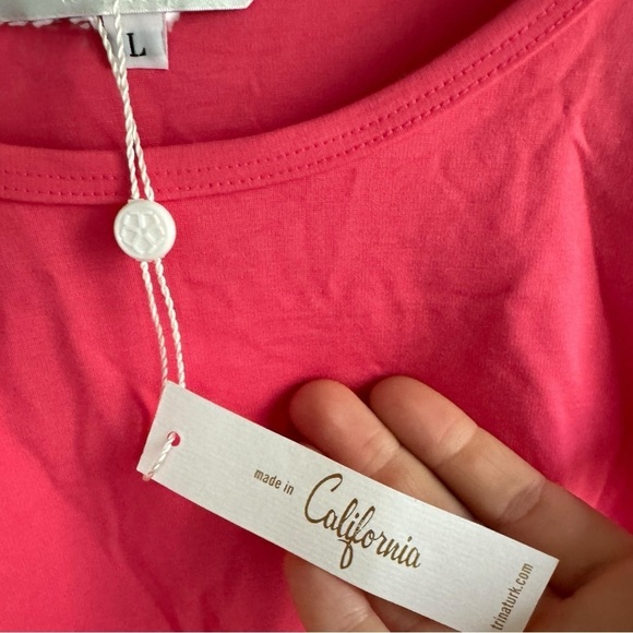 Trina Turk Isla 2 Boxy Cropped Embroidered Top Watermelon Large Pink Shirt - Picture 6 of 9